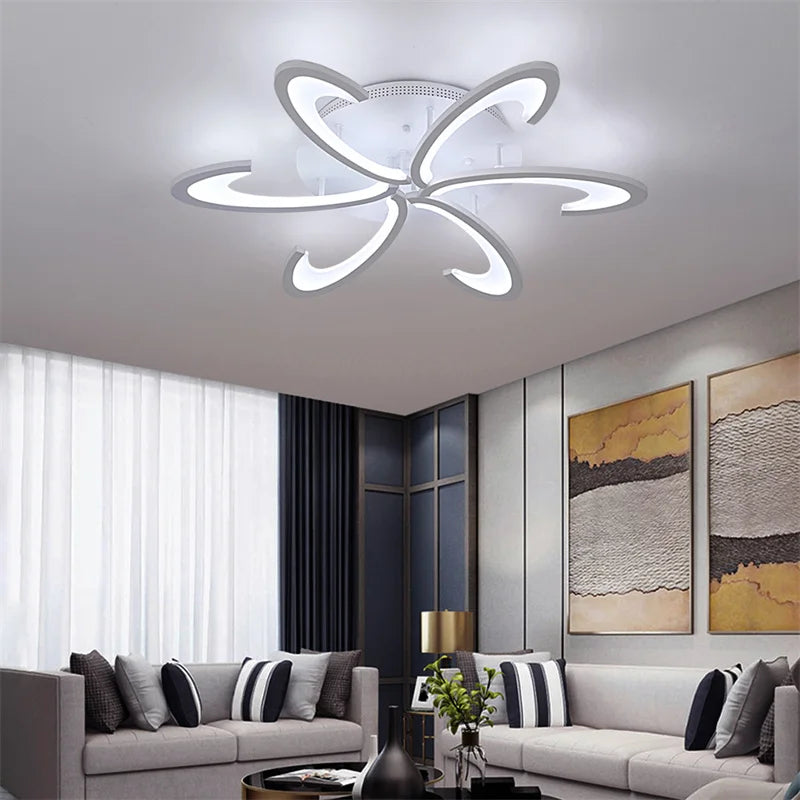 A ceiling lamp with a unique design with a remote to dim the light Yahav's home lighting