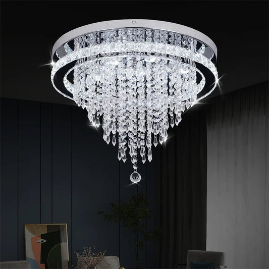 Luxury dimmable stainless steel crystal LED lamp with remote control Yahav's home lighting